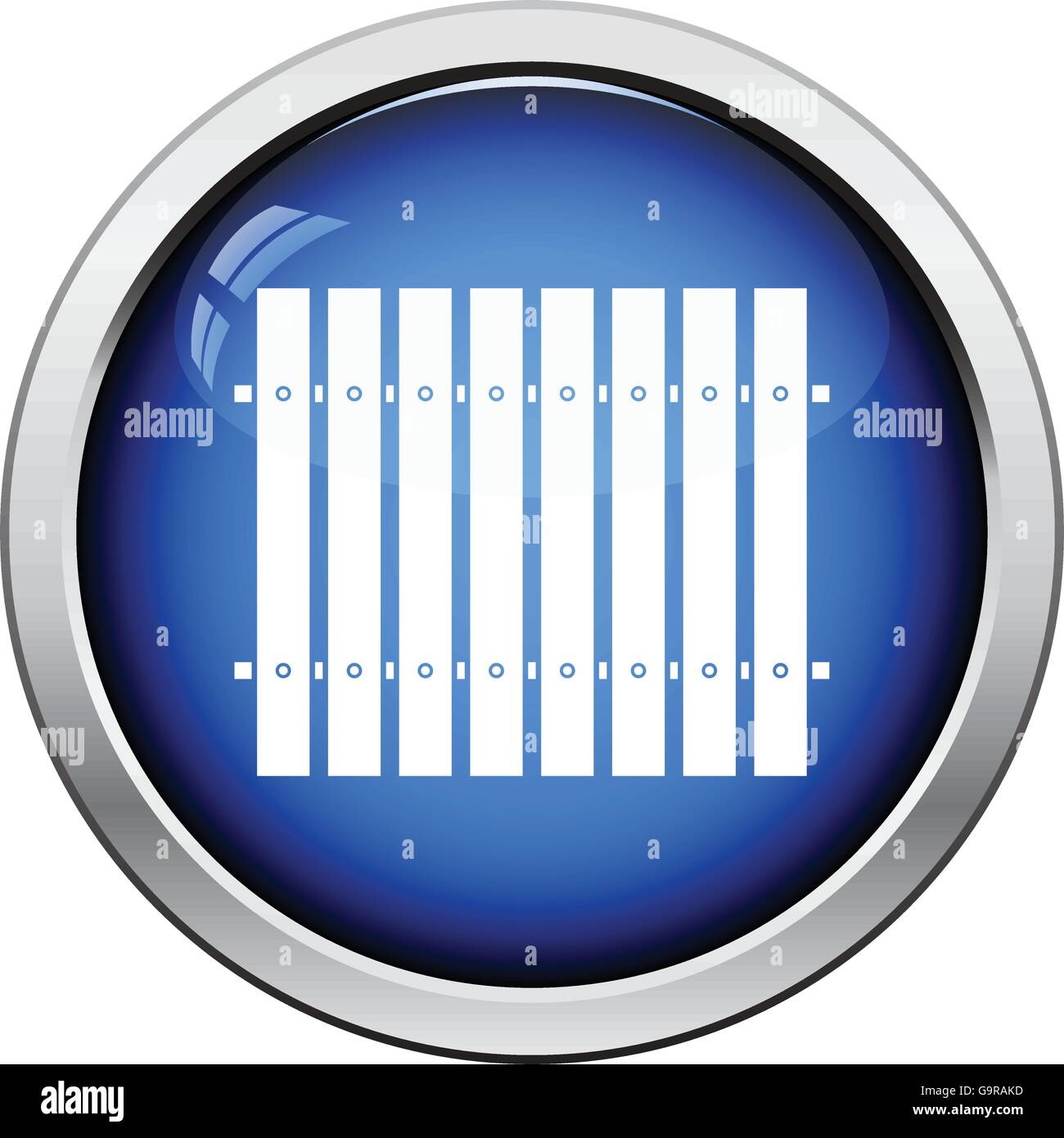 Icon of Construction fence . Glossy button design. Vector illustration ...