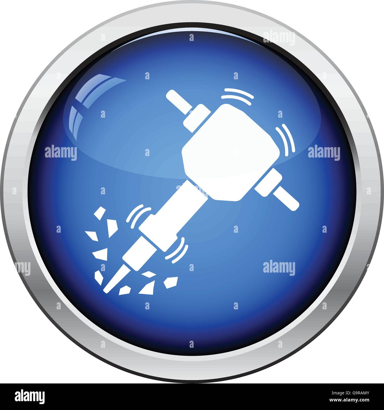 Icon of Construction jackhammer. Glossy button design. Vector ...