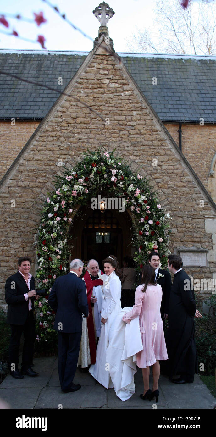 Jane Hardman arrives at Christ Church, Kensington for her wedding to Alan Parker. Stock Photo
