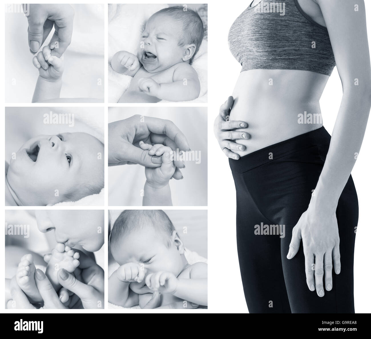 Beautiful pregnant woman and newborn baby Stock Photo