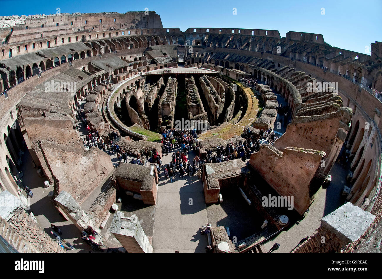 Internal space, Colosseum, Rome, Lazio, Italy / Amphitheatrum Novum, Amphitheatrum Flavium, amphitheatre Stock Photo