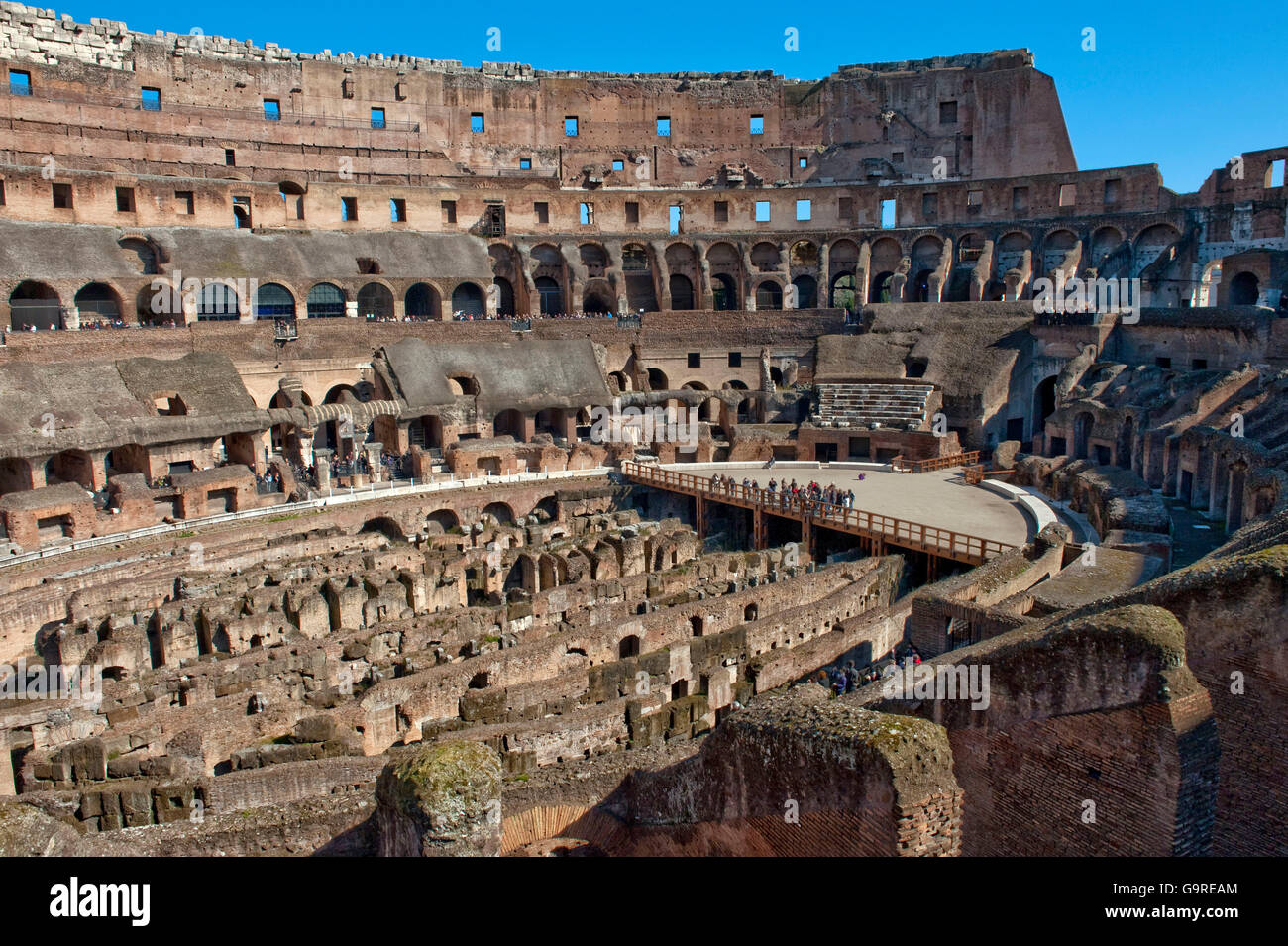 Internal space, Colosseum, Rome, Lazio, Italy / Amphitheatrum Novum, Amphitheatrum Flavium, amphitheatre Stock Photo