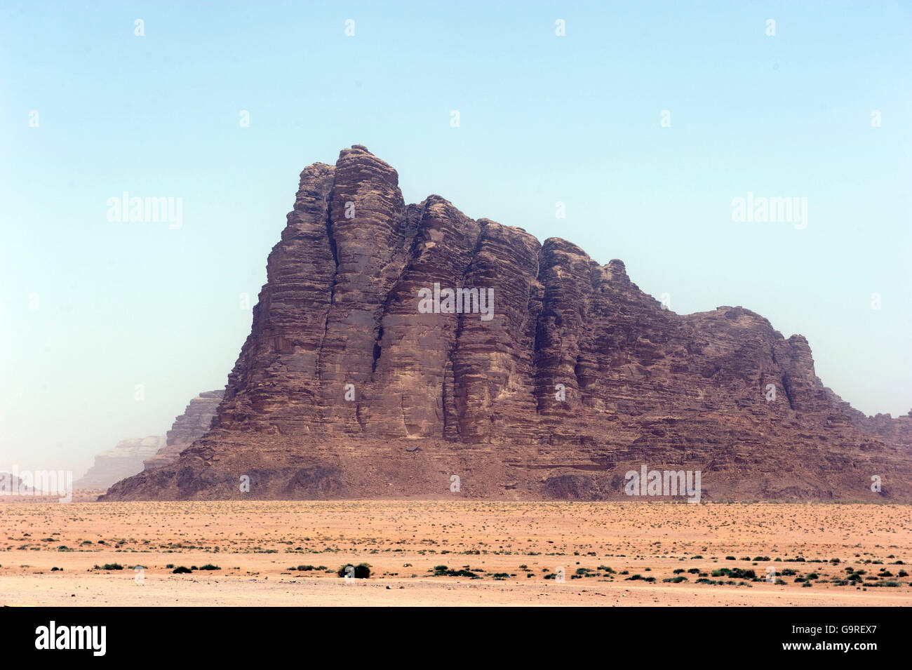 Seven Pillars of Wisdom, Wadi Rum, Jordan Stock Photo