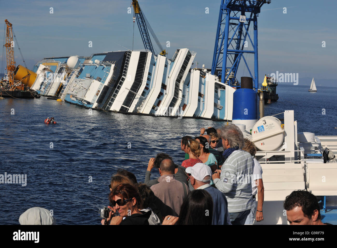 Recovery Work At Sinking Cruise Liner Costa Concordia At
