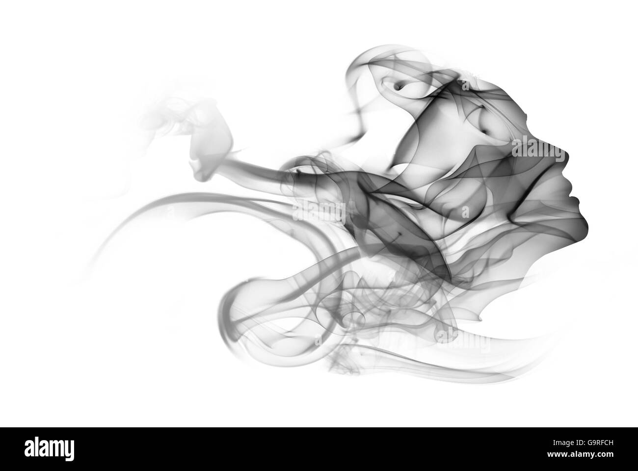 Double exposure portrait of woman and smoke Stock Photo - Alamy