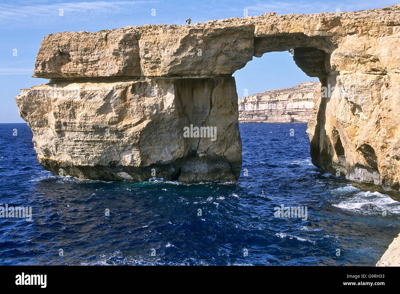 Azure Window, natural arch, rock, before crack down of rock in April 2012, Gozo, Malta / Tieqa Zerqa Stock Photo