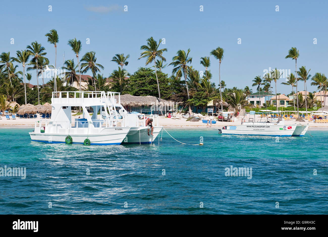 Submersible on anchor, submersibles, Bavaro, Punta Cana, La Altagracia Province, Dominican Republic Stock Photo
