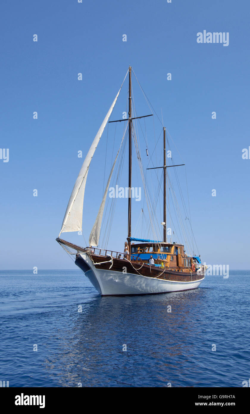 Sailing vessel, gulet, brigantine, jib, head sail, Mediterranean Sea Stock Photo Alamy
