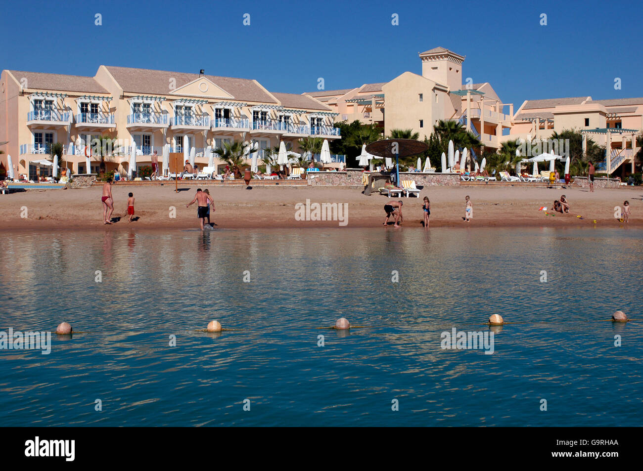 Beach of hotel, lagoon, el-Guna, Egypt / laguna Stock Photo