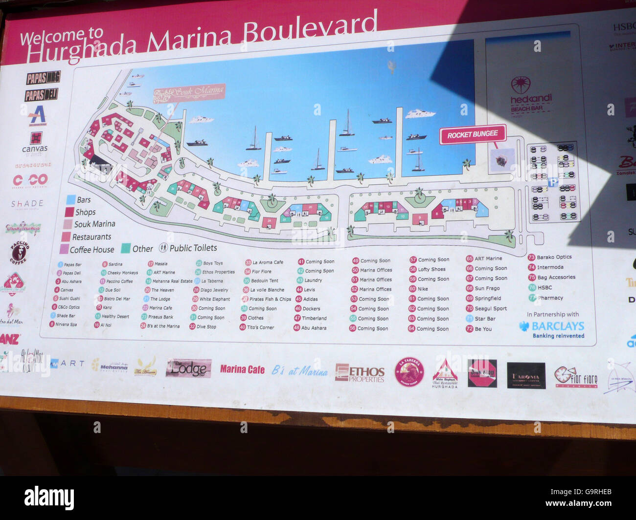 Survey map, Marina Boulevard, New Marina, yacht harbour, Hurghada, Egypt / outline map Stock Photo