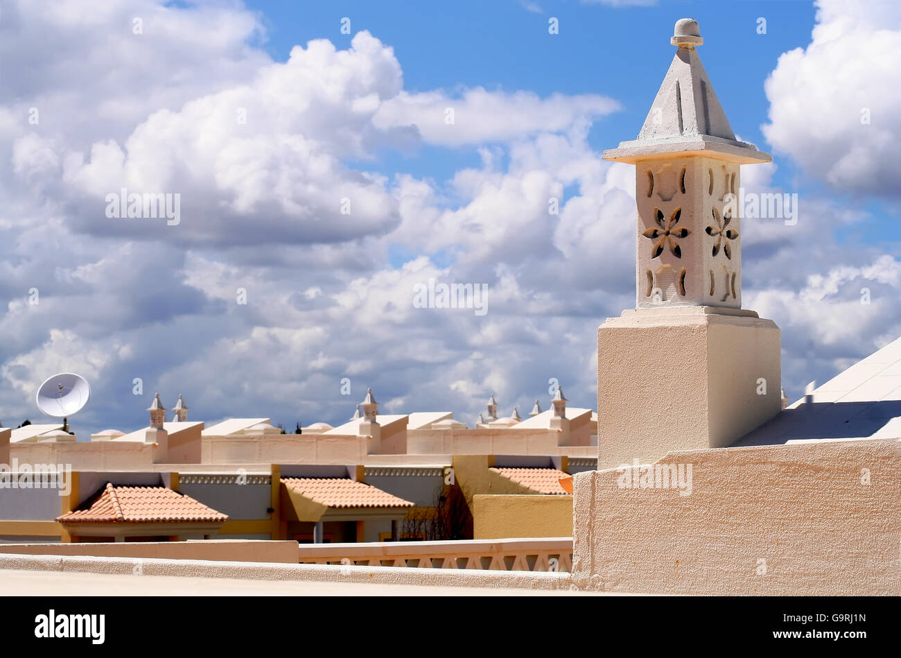 Portugese chimney and rooftops Stock Photo