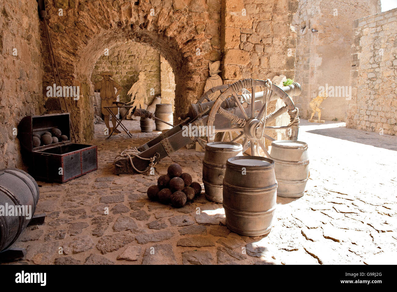 Dalt Vila, museal scene at castle, Eivissa, Ibiza, balearic islands, Spain, Europe/ Ibiza Stock Photo