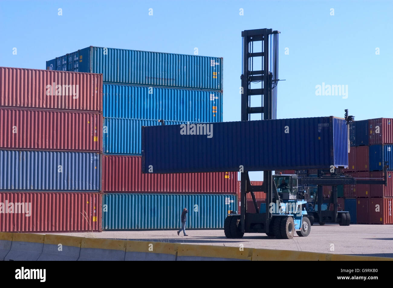 Containers in preparation for loading shipping stored awaiting loading ...