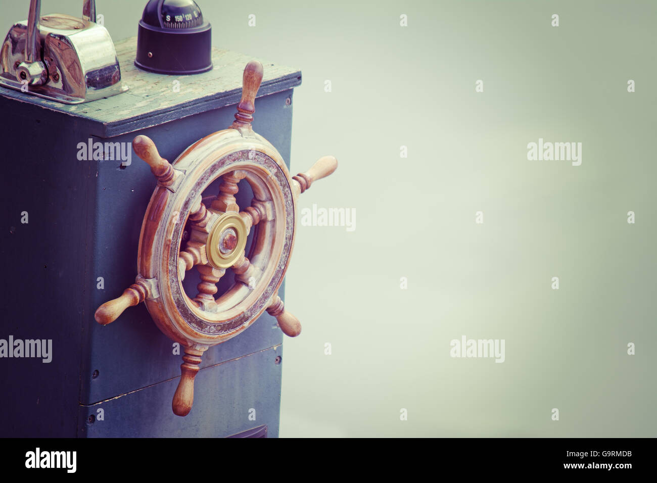 closeup of a vintage boat wheel Stock Photo Alamy