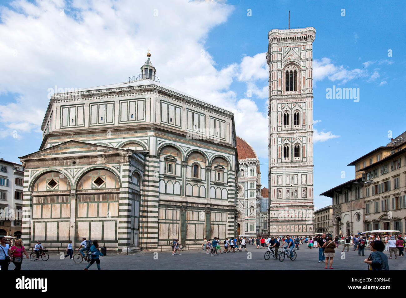 cathedral, bell tower, baptisterium, Piazza San Giovanni, Florence, Tuscany, Italy Stock Photo