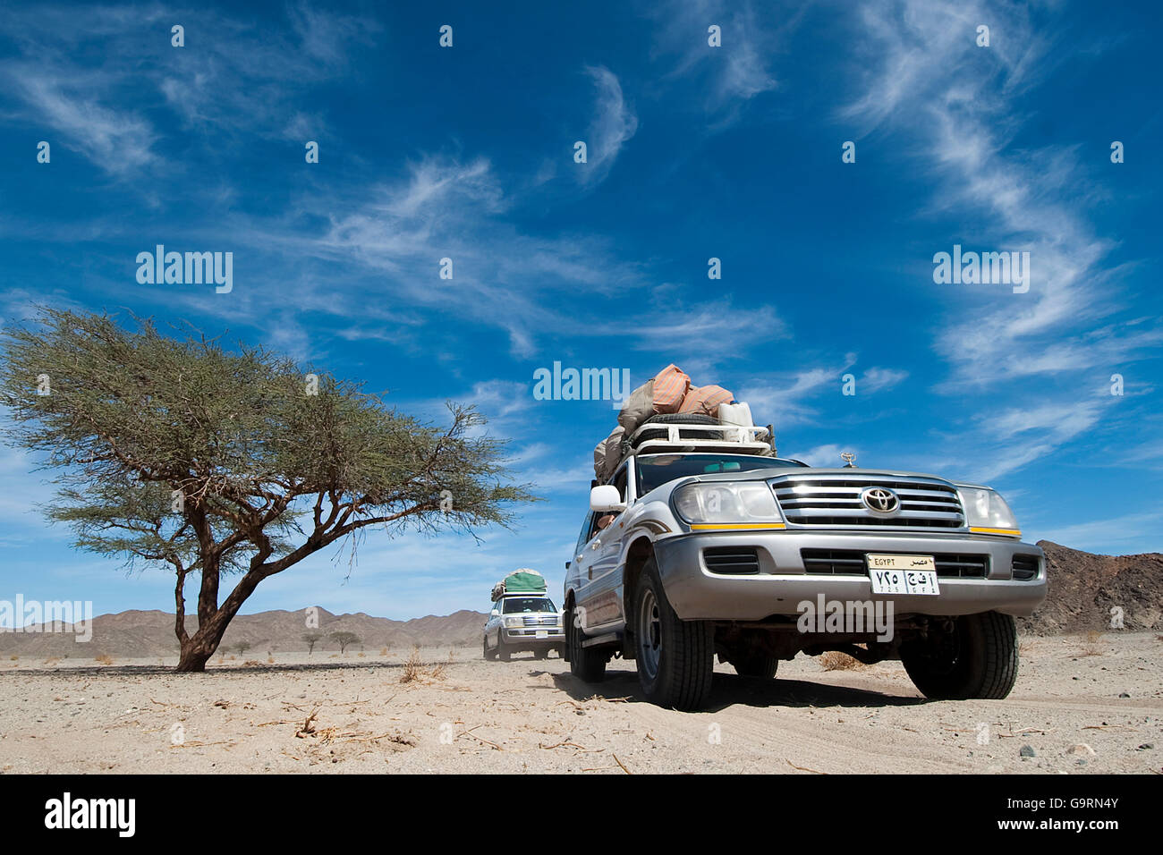 Jeep Safari in desert, Egypt, Africa Stock Photo