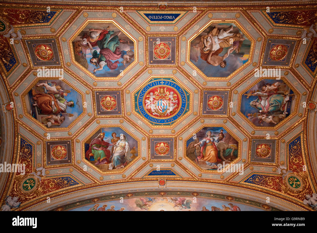 Ceiling Painting With Papal Coat Of Arms Of Pius Ix Holy