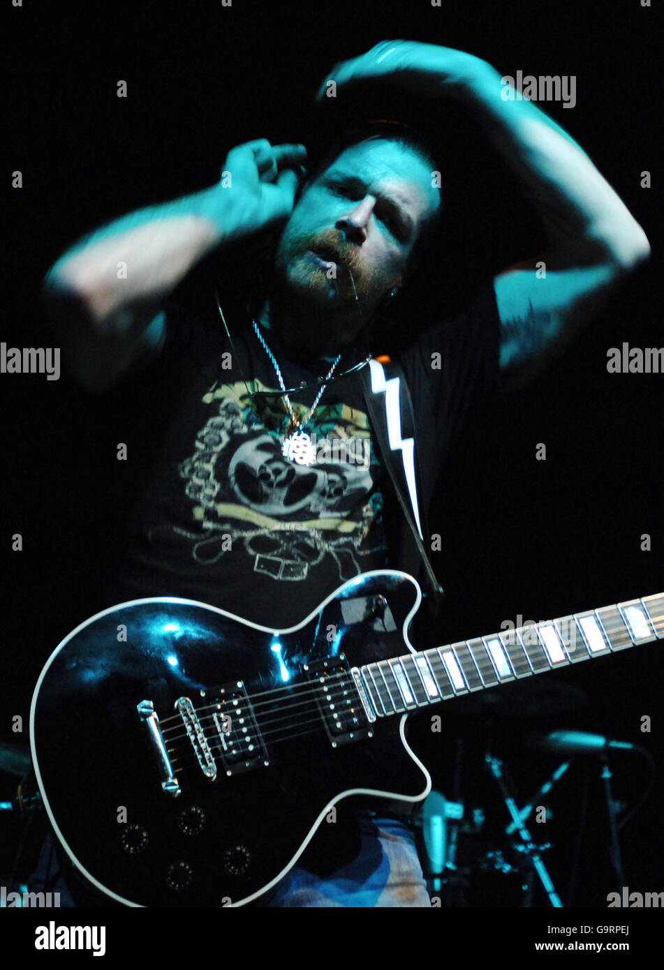 Jesse ''the devil'' Hughes of the band Eagles of Death Metal in action during a concert at the Astoria in central London. Stock Photo