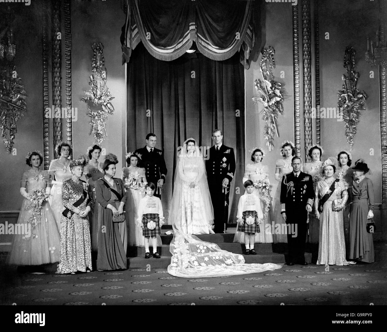 Royalty - Princess Elizabeth and The Duke of Edinburgh Wedding - Westminster Abbey Stock Photo
