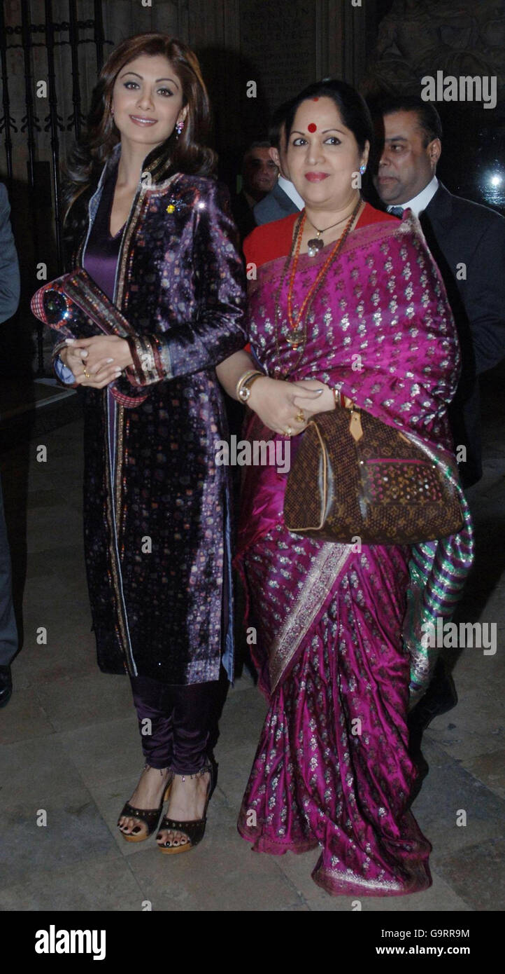 Bollywood actress and 'Big Brother' star Shilpa Shetty with her mother, Sunanda Shetty at Westminster Abbey in London today where Shilpa met the Queen at the annual Commonwealth Day Observance. Stock Photo