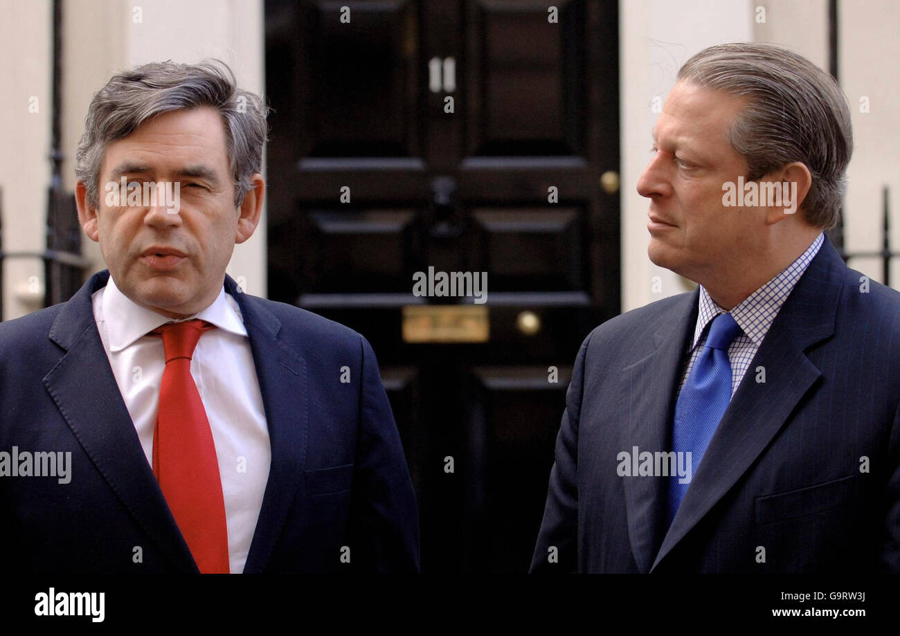 Chancellor Gordon Brown meets former vice-president of the Unites States Al Gore in Downing Street today. Stock Photo