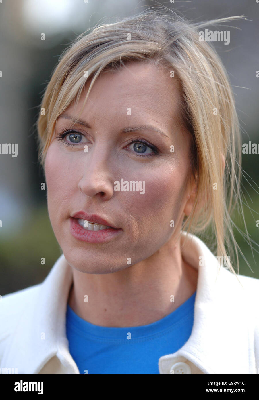 Heather Mills by the Houses of Parliament, London where she was