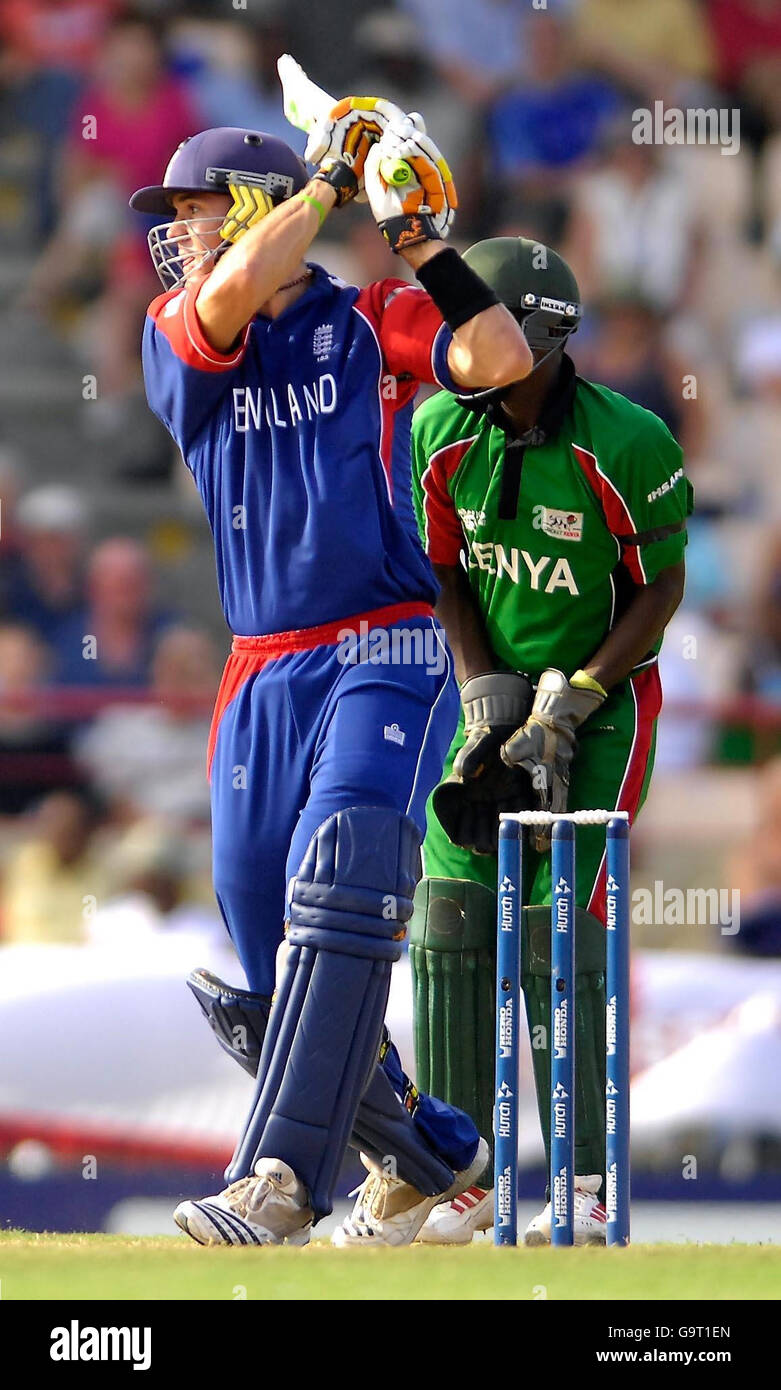 Cricket - ICC Cricket World Cup 2007 - Group C - England v Kenya - St Lucia. England's Kevin Pietersen hits a four against Kenya Stock Photo