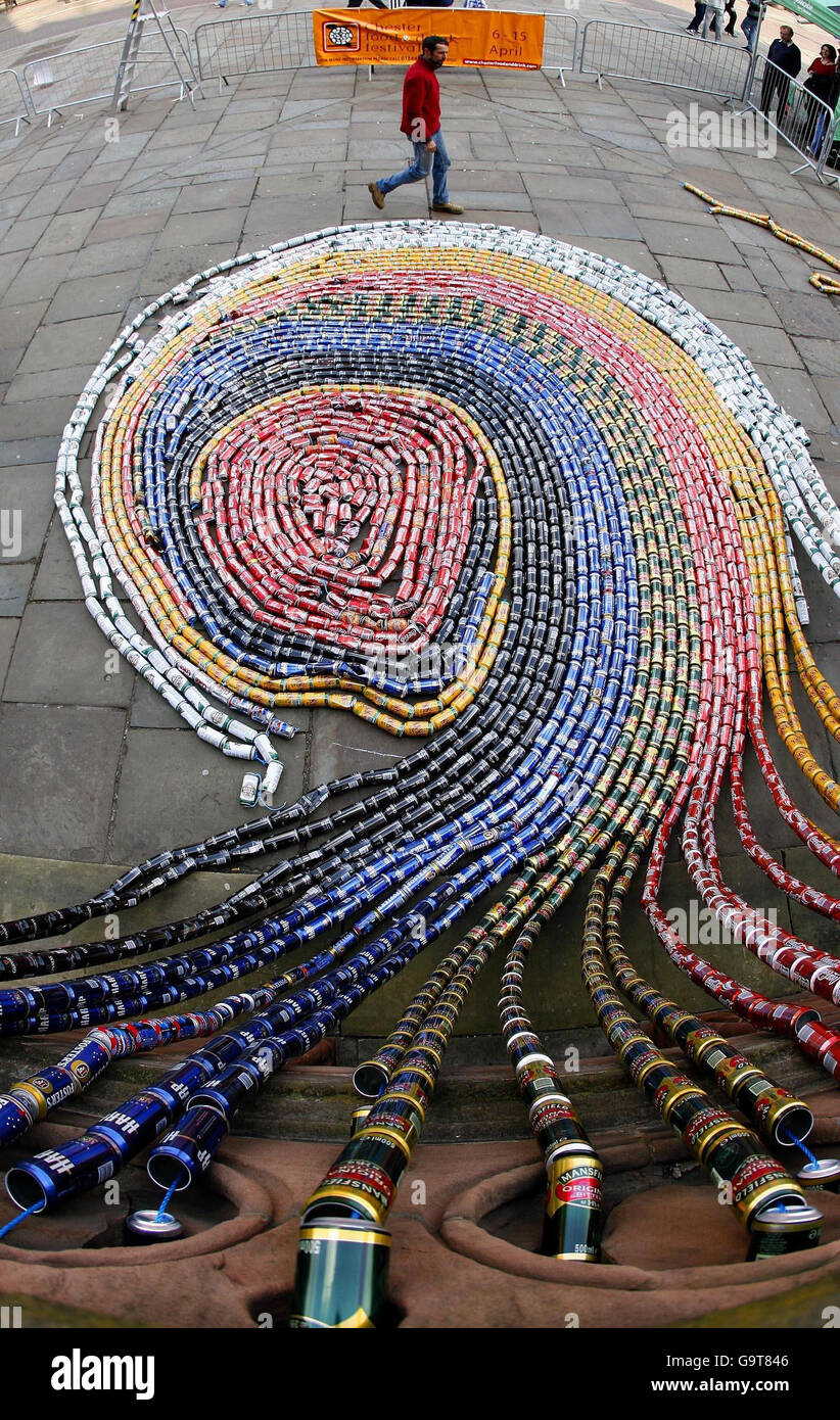 Drink cans sculpture world record attempt. A sculpture made out of