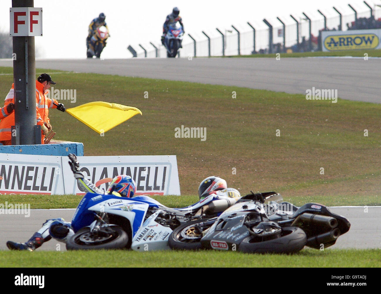 Italy s Michele Pirro left and Italy s Ayrton Badovini crash