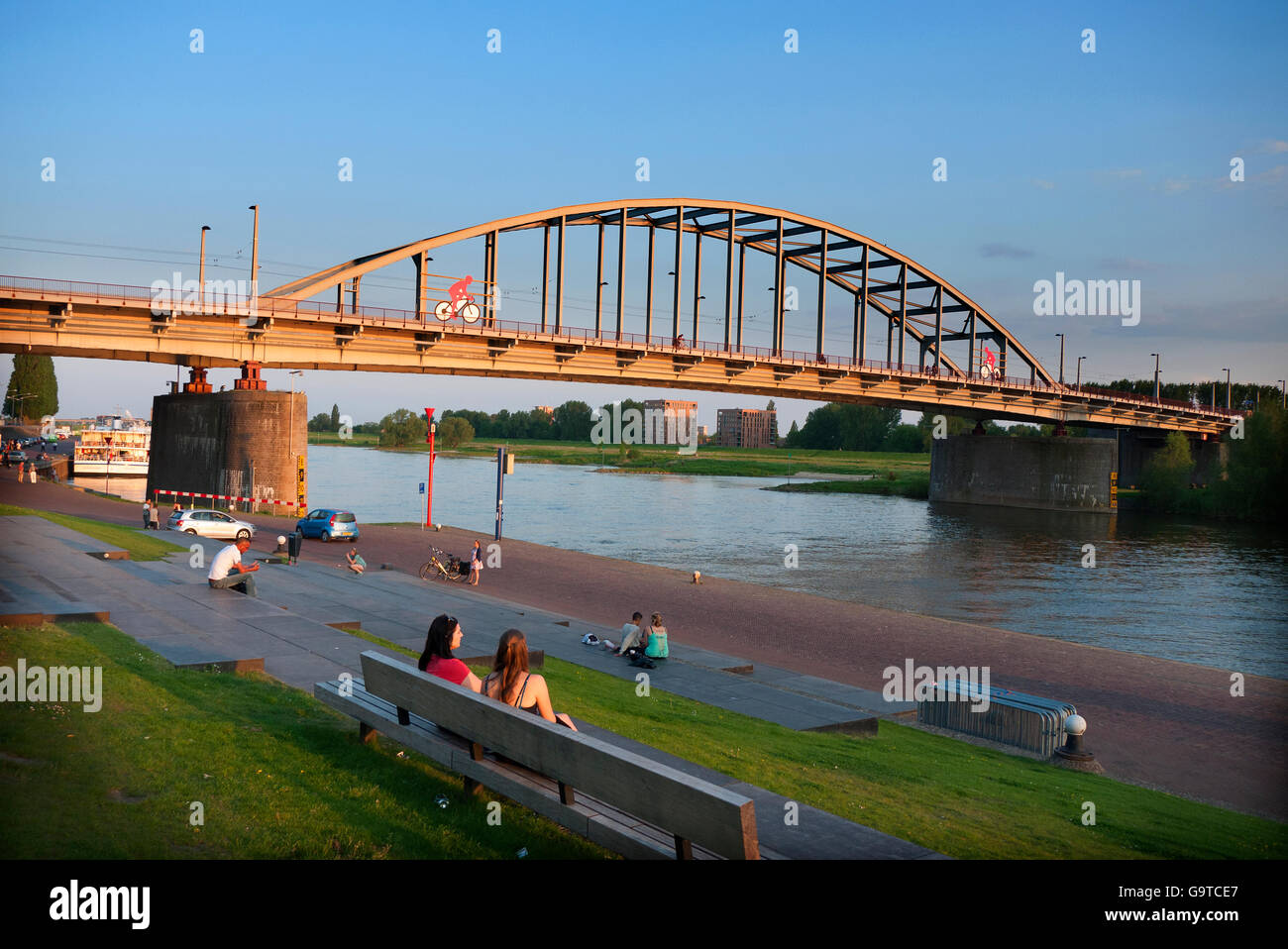 Arnhem Rivers The bridge at Arnhem crossing the Nederrijn river in Holland Stock ...
