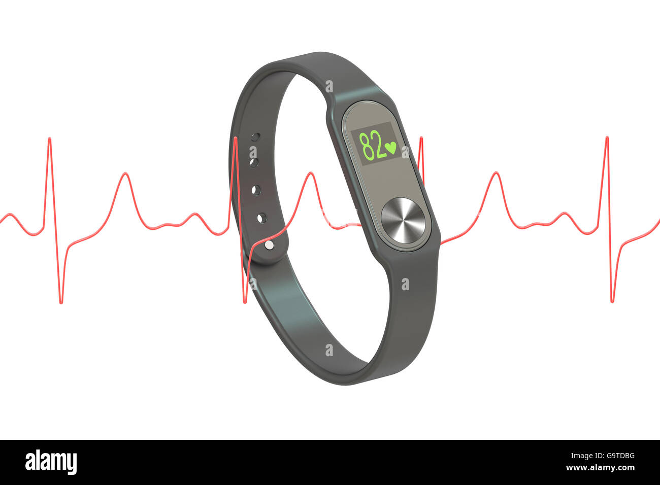 activity tracker or fitness bracelet, Heart rate monitor concept. 3D rendering Stock Photo