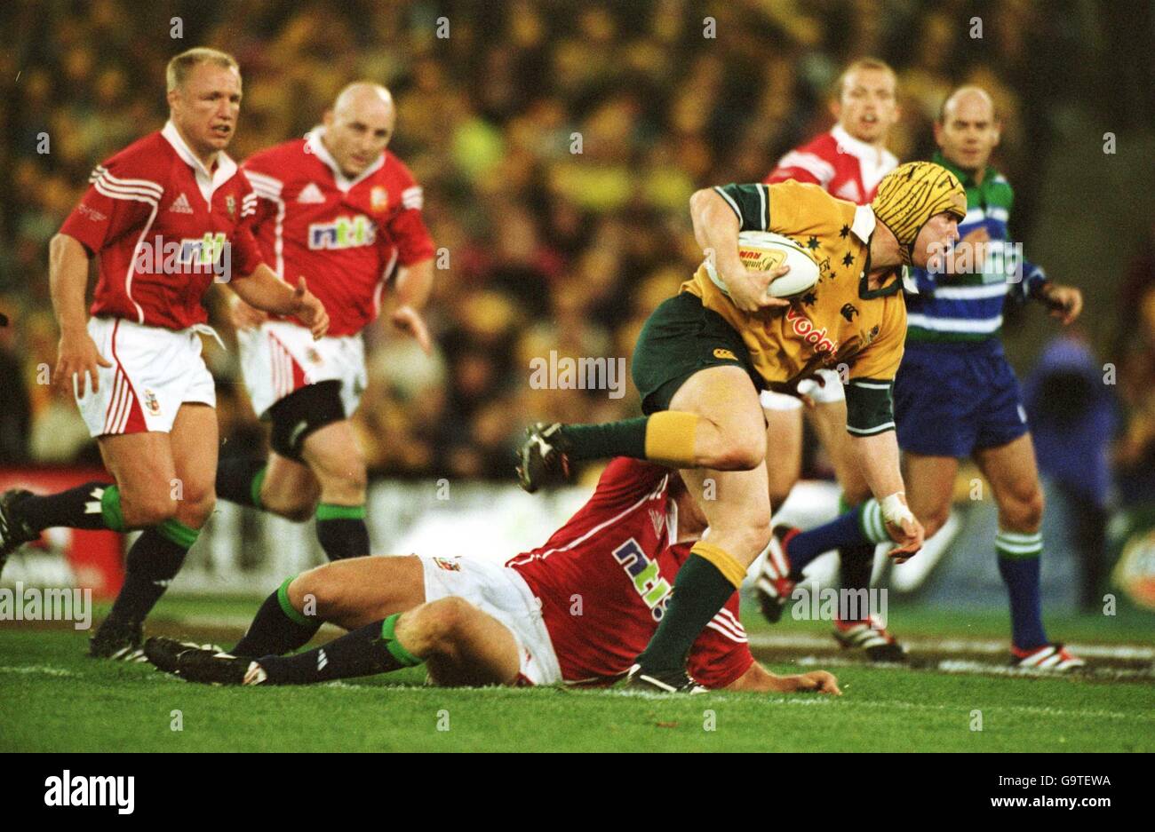 Rugby Union - British Lions' Tour of Australia - Third Test - Australia v British Lions. Australia's Justin Harrison in action against the British Lions in the 3rd test at Stadium Australia Stock Photo