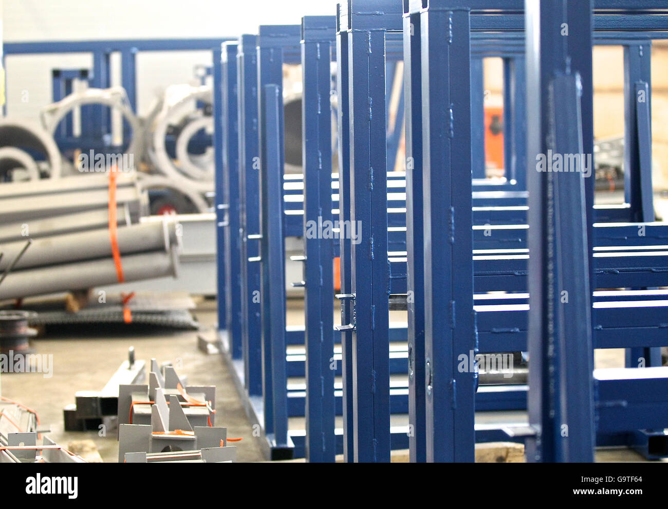 Various Elements Of Steel Structures For Further Assembly Stock Photo