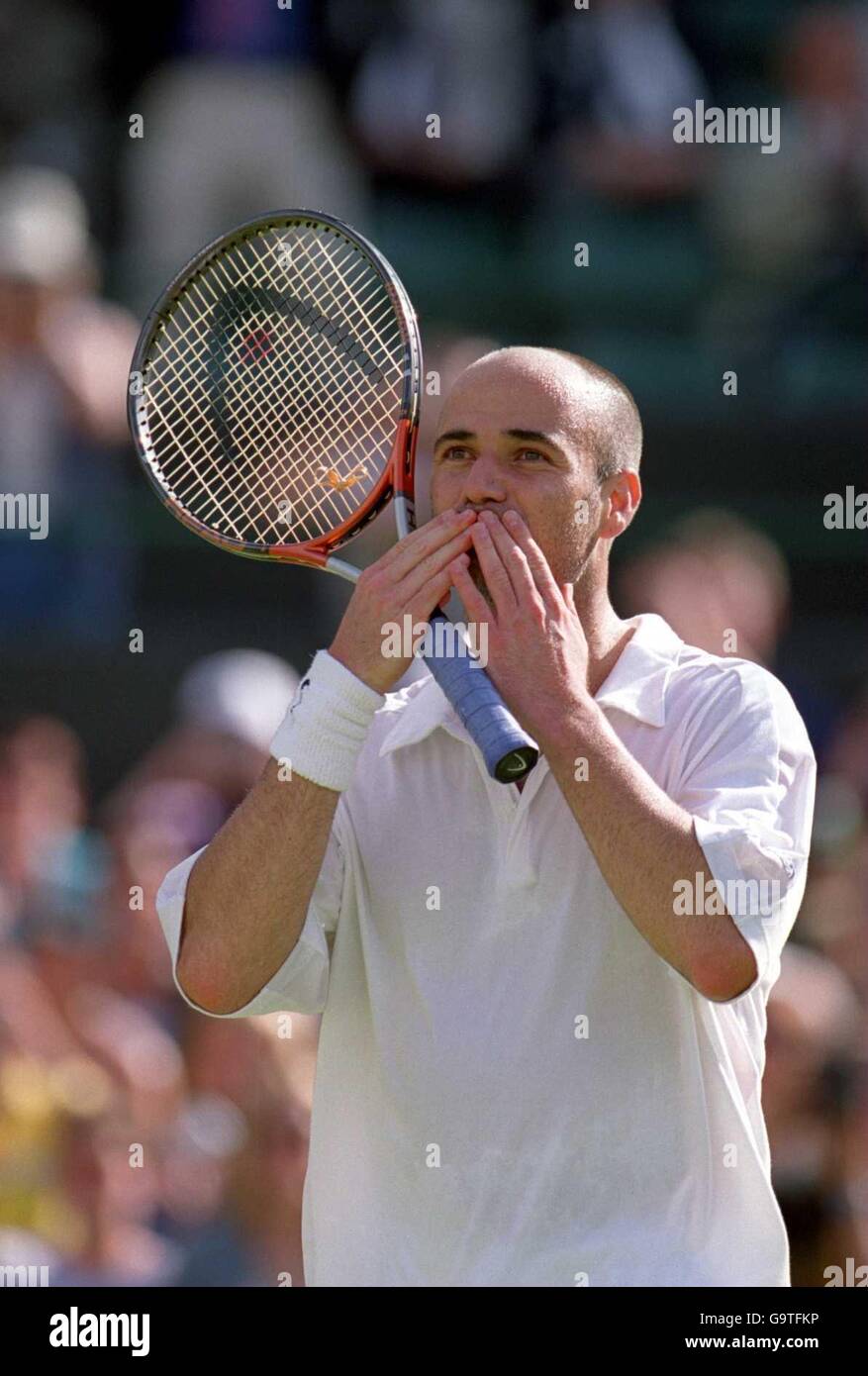 Photo Vintage Originale Agassi Wimbledon 1993, Tirage Presse 31x20 Cm, Italie