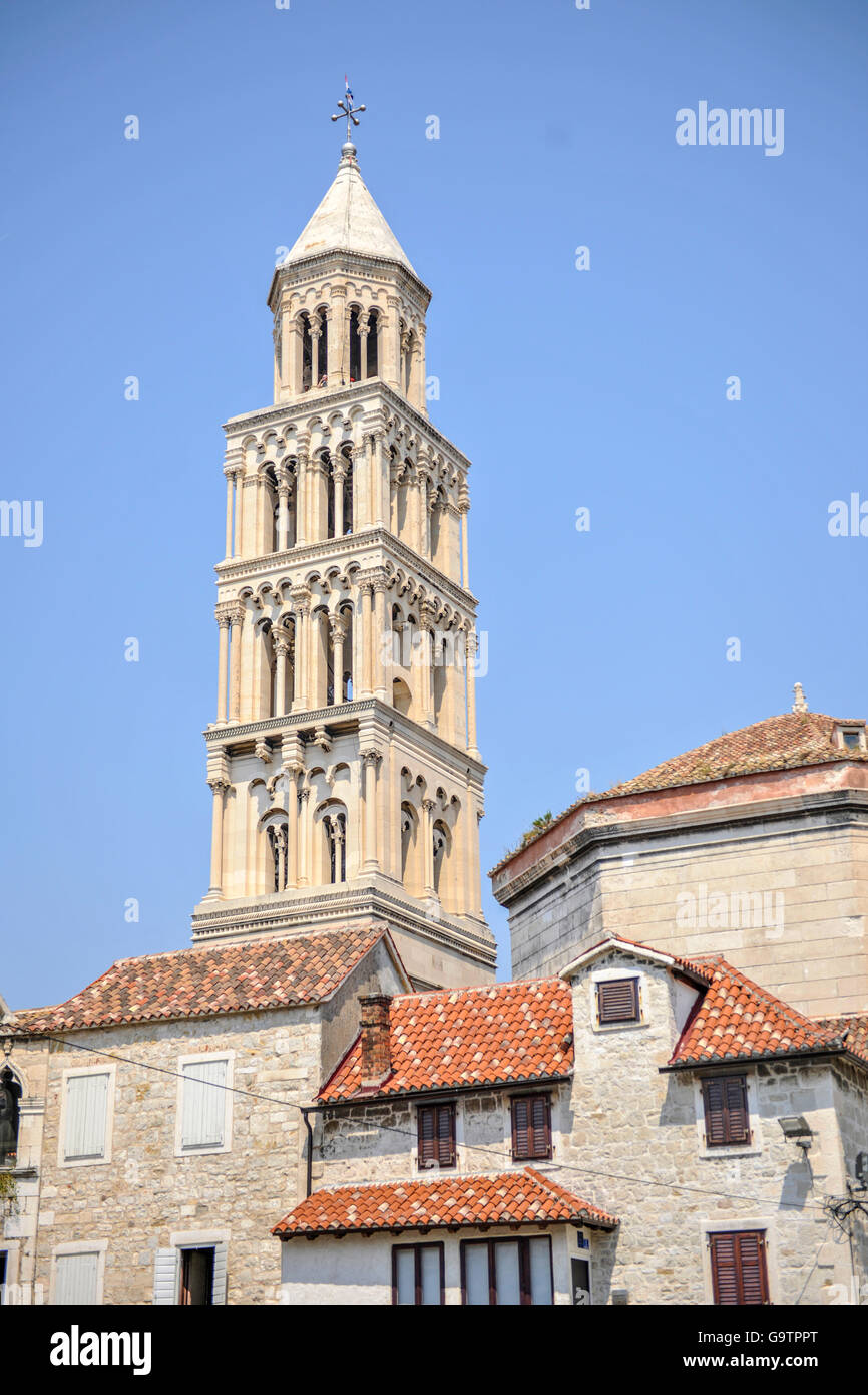 Bell tower of St. Duje cathedral, Split, Croatia. Summer 2015 Stock Photo