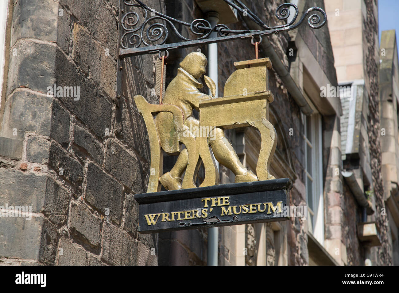 Writers Museum Sign, Edinburgh; Scotland Stock Photo Alamy