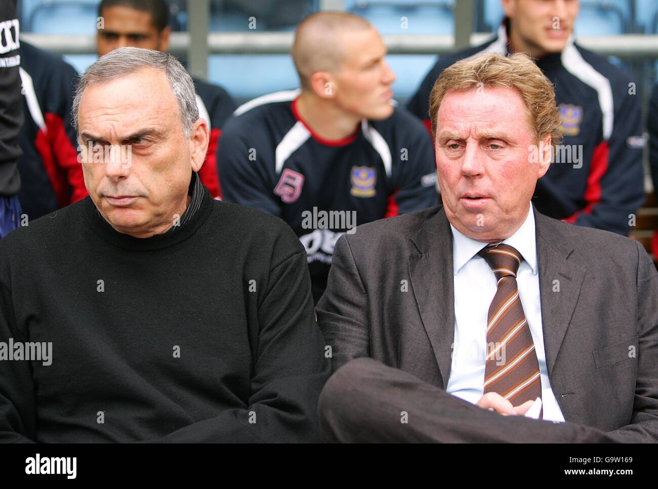 Portsmouth manager Harry Redknapp and technical director Avram Grant (left) Stock Photo