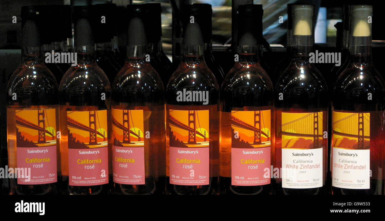 Rose wine sales in the pink. Rose wine on sale at a Sainsbury's