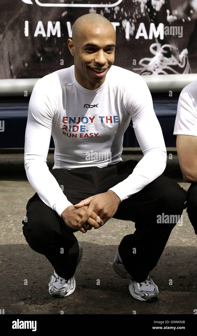 Thierry Henry during the launch of Reebok's new campaign 'Run Easy' - a new  way of thinking about running to encourage everybody to get running,  regardless of age and ability - at