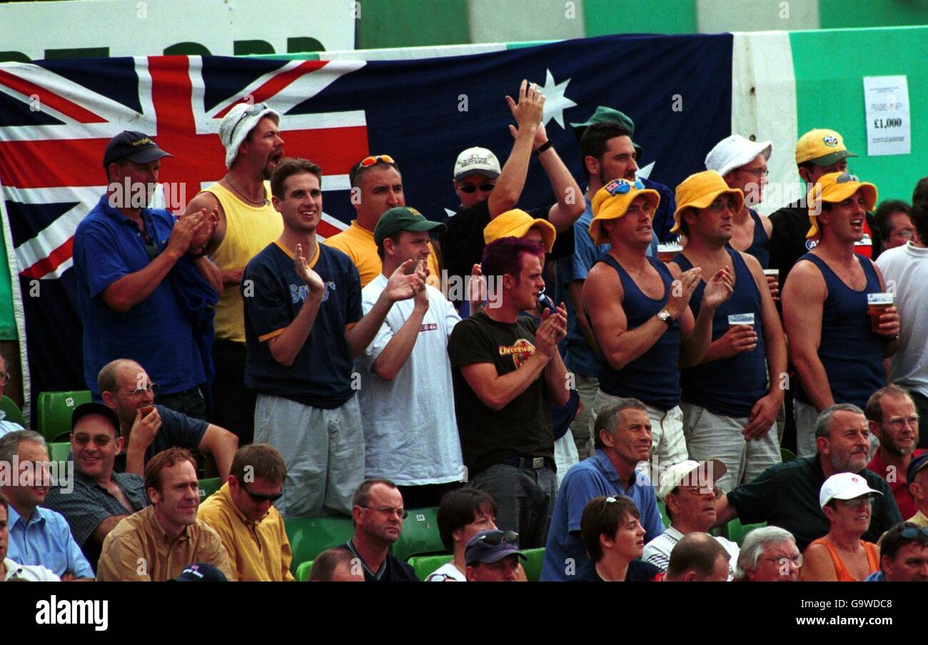 Australian fans celebrate the success of their sides performance during
