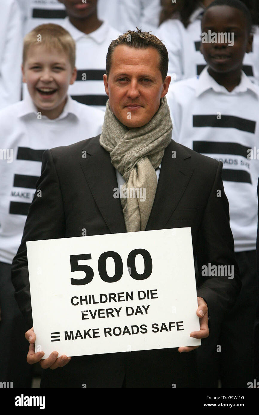 Motor racing champion Michael Schumacher launches Rally for Safer Roads in central London. Stock Photo