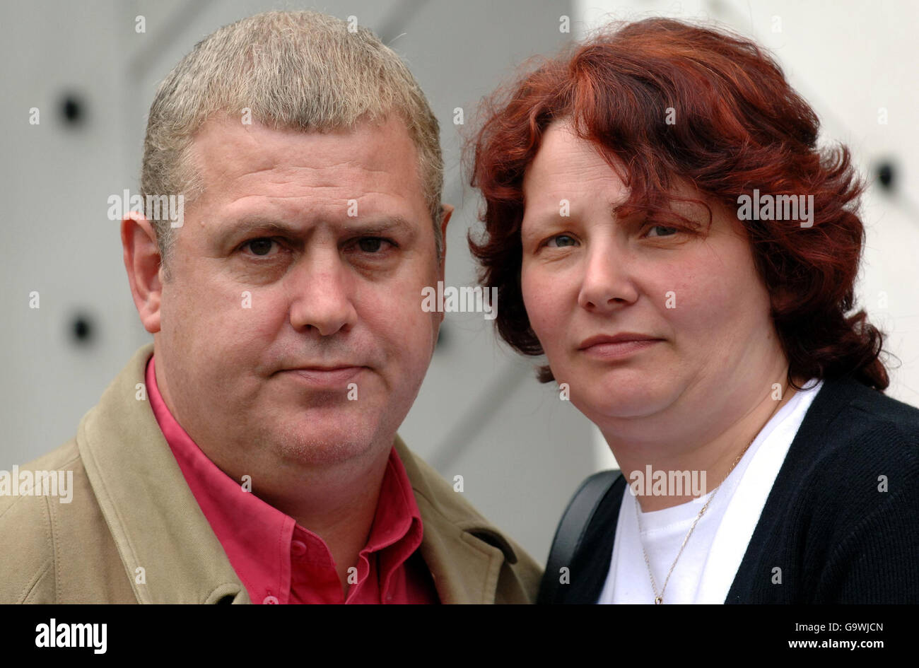 43-year-old Leonard Crain and his 41-year-old wife Jaqueline from Rochdale at Oxford Old Assizes court today for an inquest into the death of six British servicemen in a helicopter crash. Stock Photo