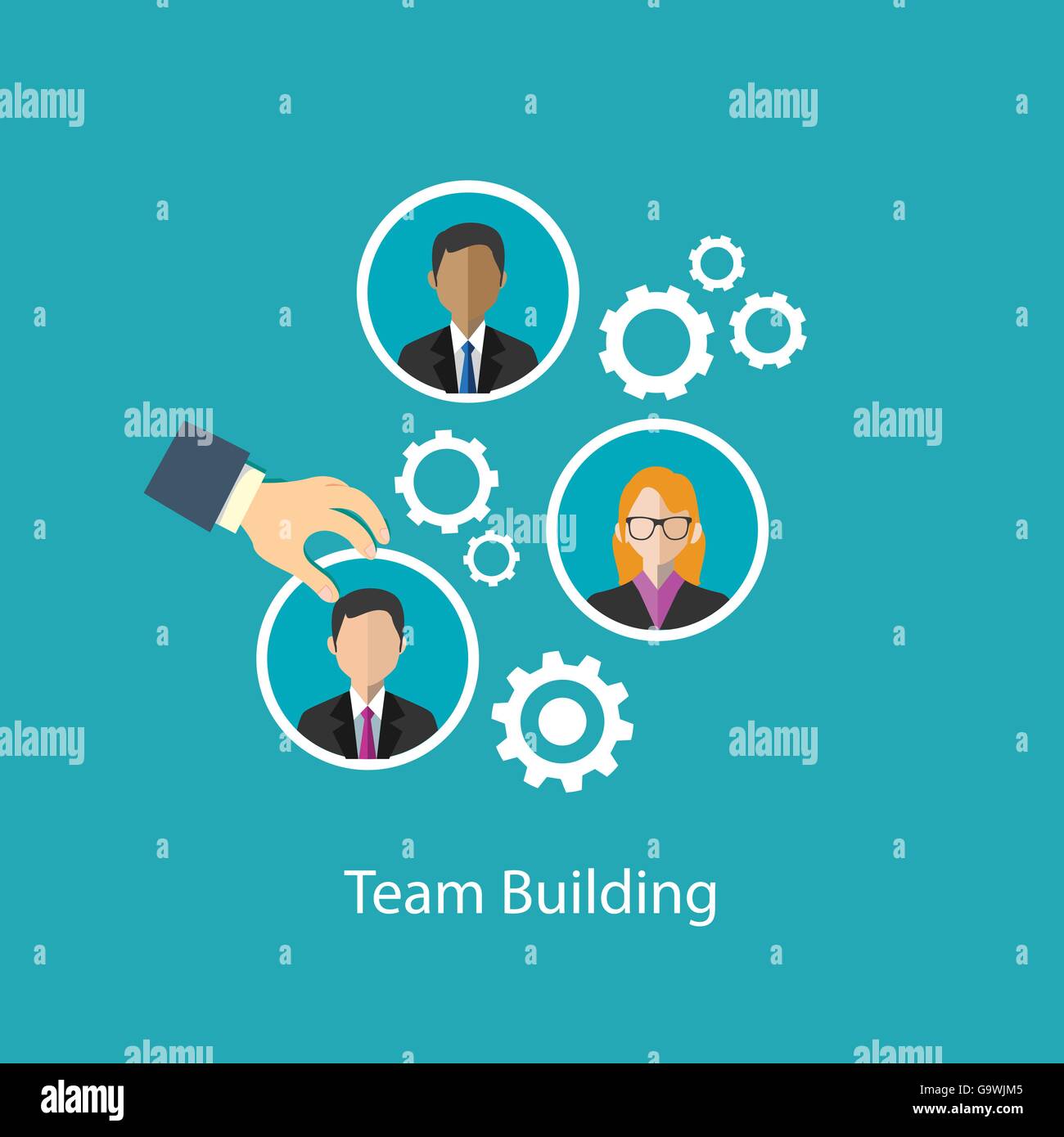 team building human resource icons illustration Stock Vector