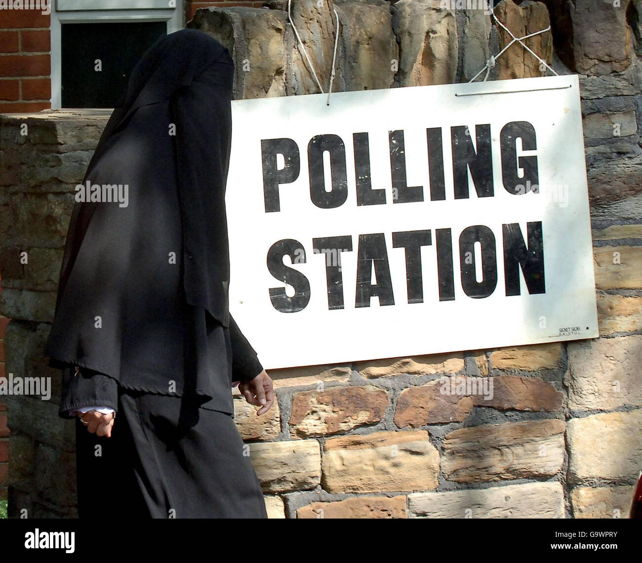The polling station in Saville Town, Dewsbury, close to the home of Mohammed Sidique Khan, the leader of the London suicide bombers, with voters going to cast their votes in the local elections today. Stock Photo