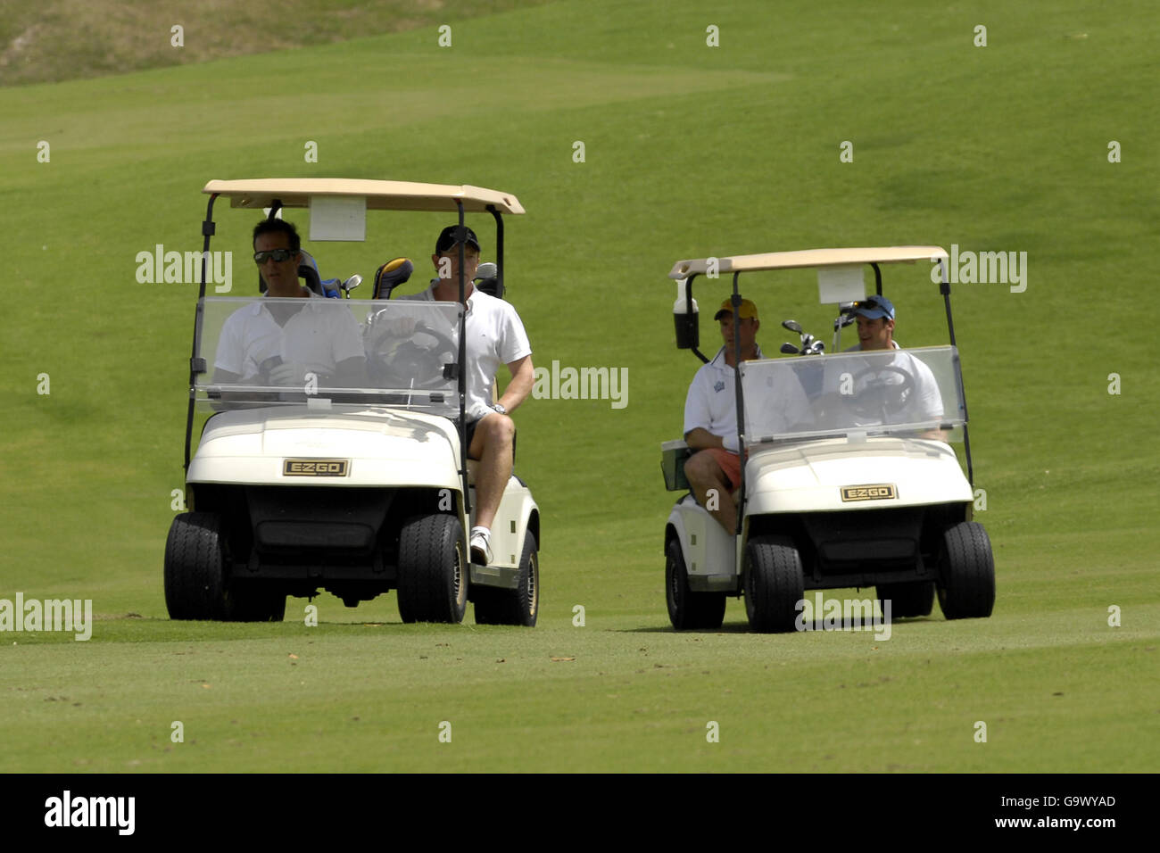 (left to right) England's Michael Vaughan, Paul Collingwood, Paul Nixon