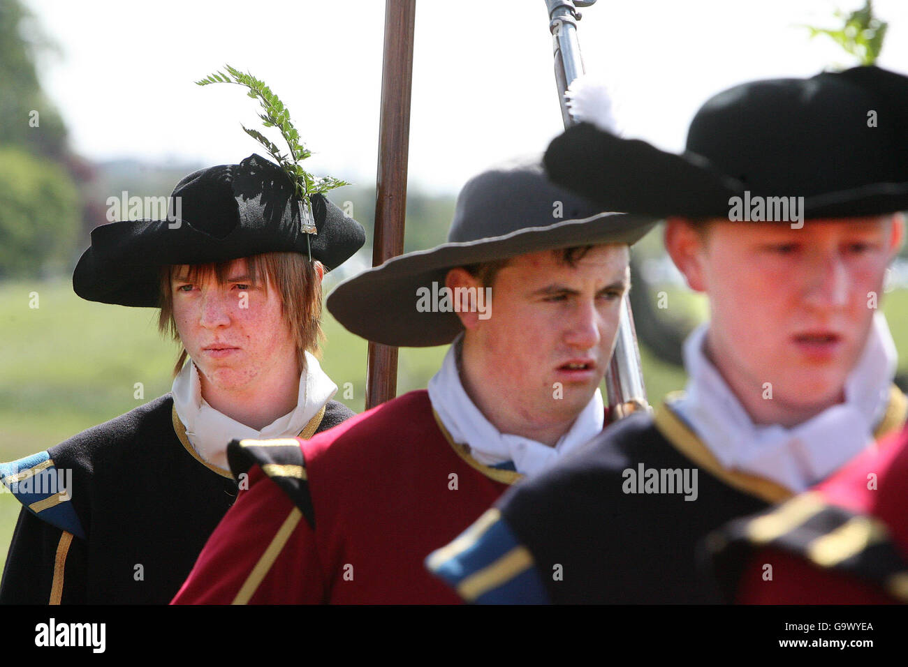 Members of the Schomberg society from Kilkeel Co Down march across the