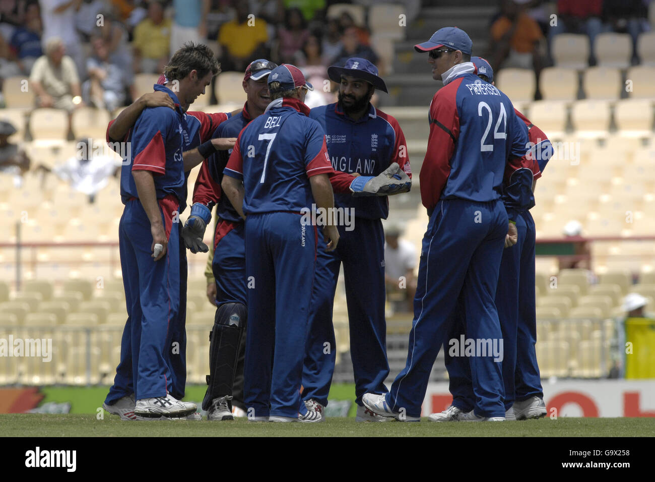 England players share a joke during the ICC Cricket World Cup 2007
