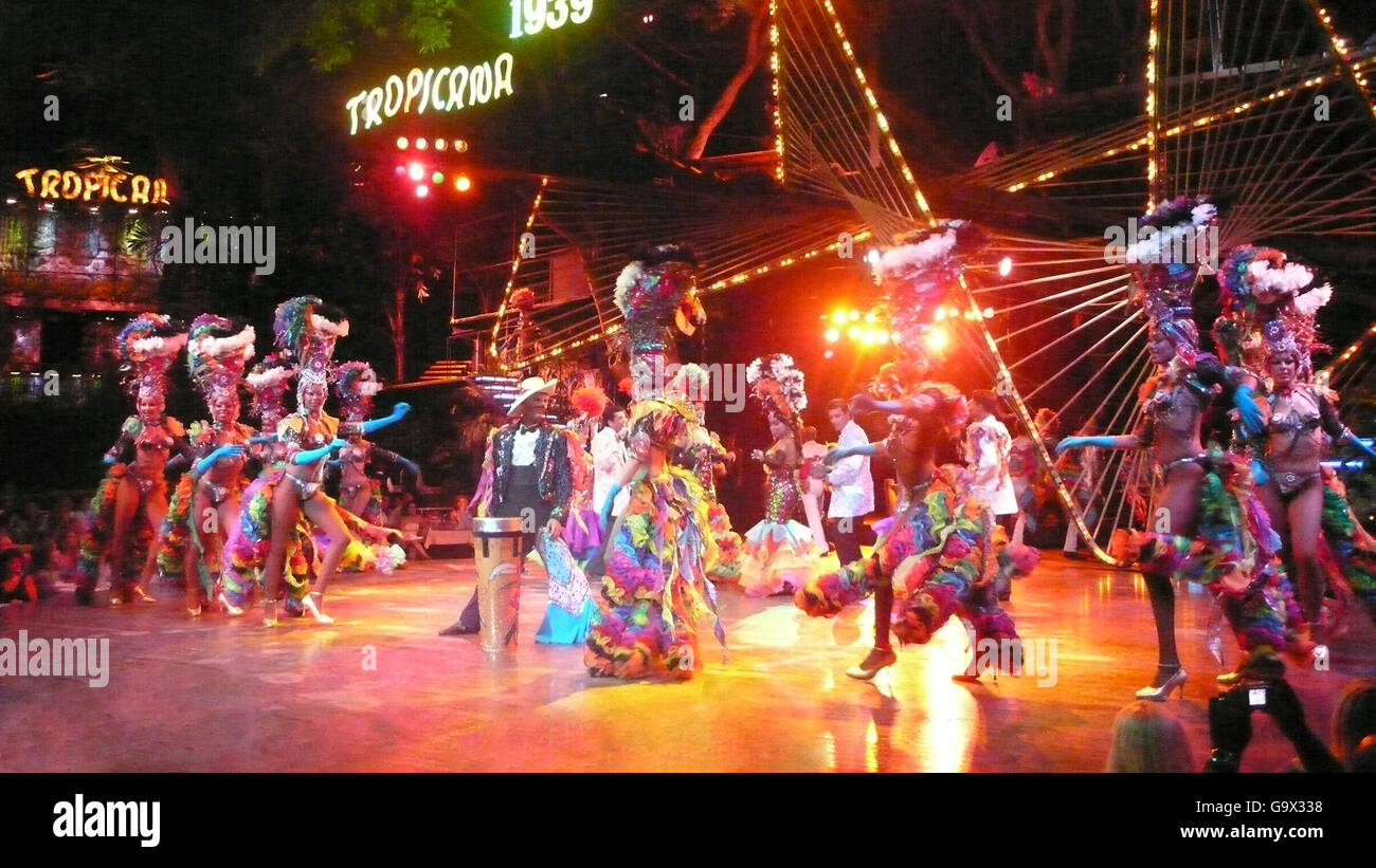 dancer, Club Tropicana, Dance Show, lightshow, Havana, Cuba, caribbean Stock Photo