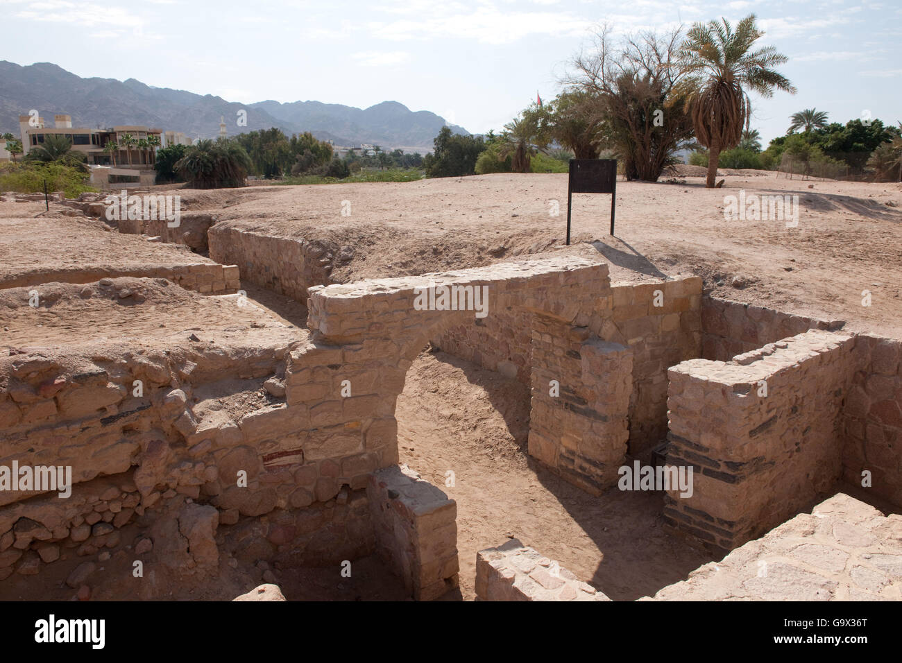 excavated historic site of islamic city of Ayla, Aqaba, Jordan / Akaba Stock Photo