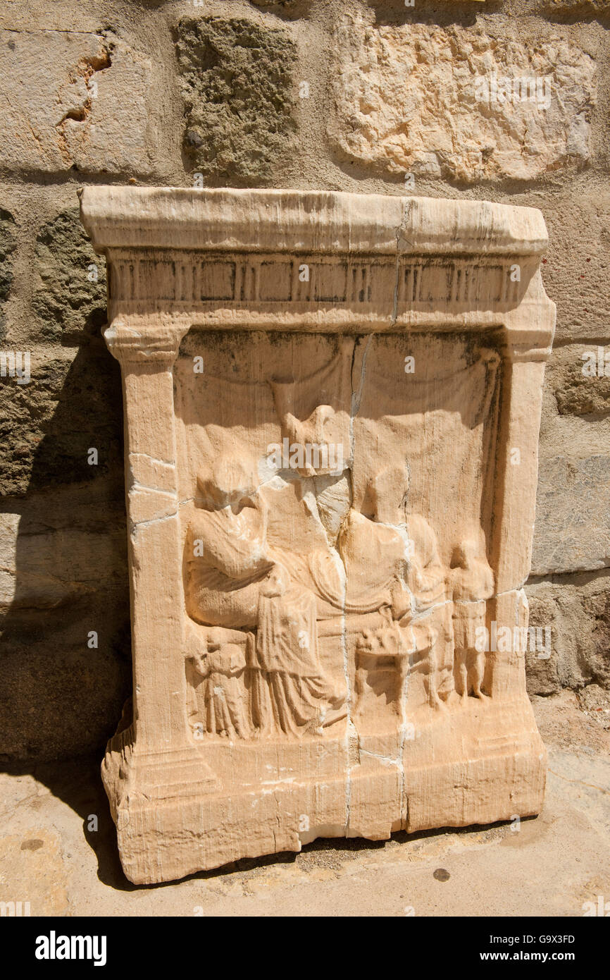 sandstone relief, Bodrum Museum of Underwater Archaeology, castle of St Peter, Castle of The Knights of St John, Bodrum, Mugla, Turkey, Asia Stock Photo